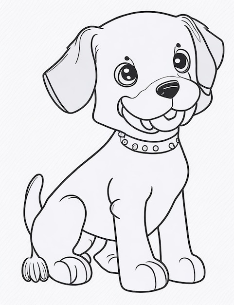 Cute Dog illustration colouring book for kids