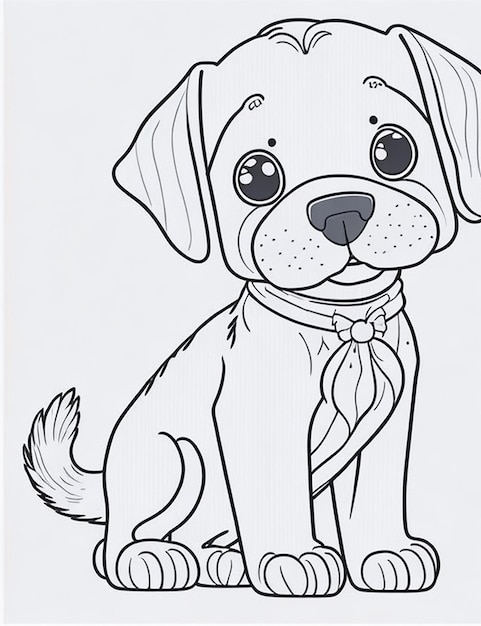 Photo cute dog illustration colouring book for kids