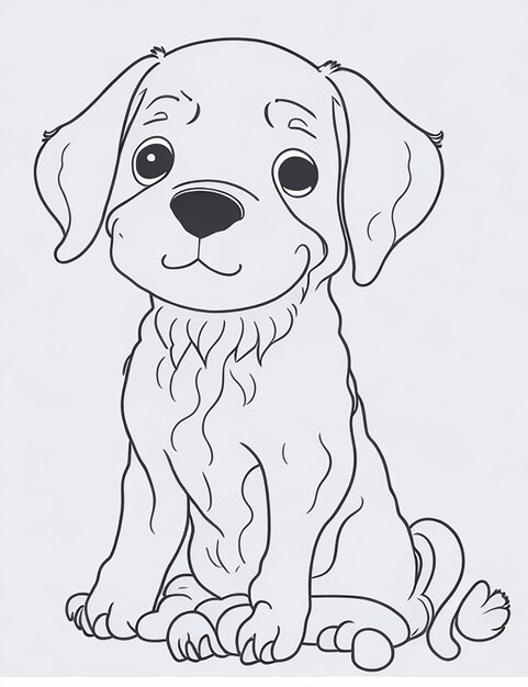 Cute Dog illustration colouring book for kids