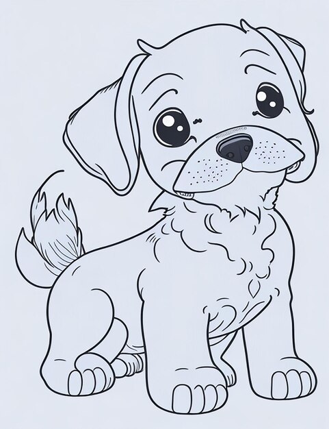Foto libro da colorare con illustrazione del cane carino per bambini