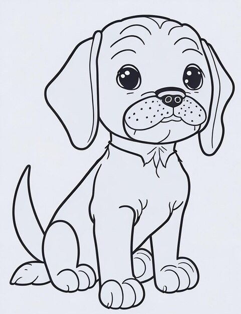 Photo cute dog illustration colouring book for kids