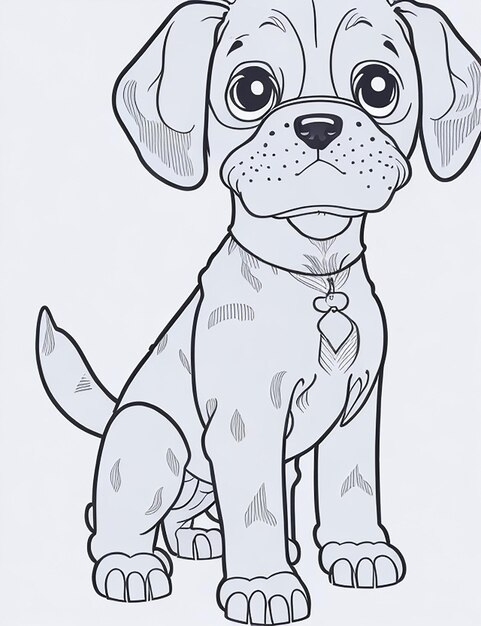 Cute Dog illustration colouring book for kids