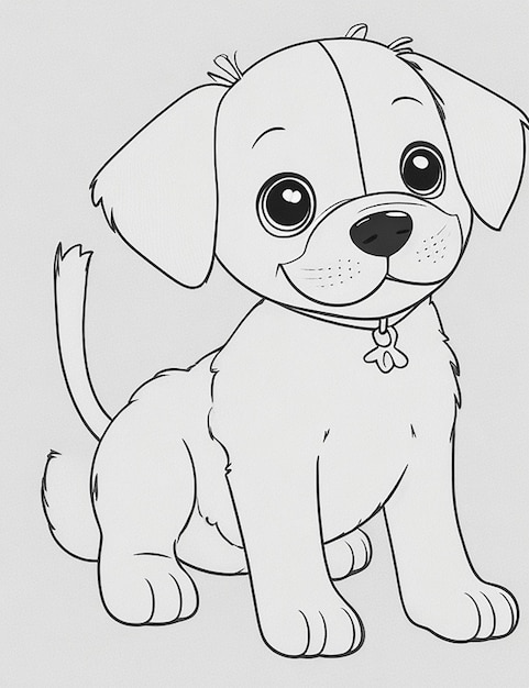 Cute Dog illustration colouring book for kids