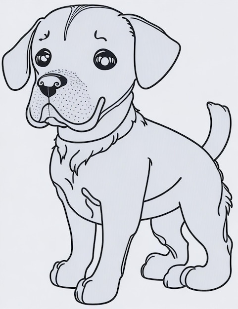 Cute Dog illustration colouring book for kids