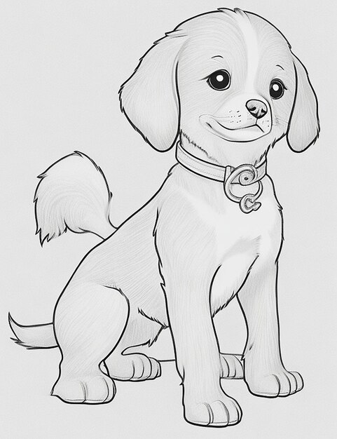 Photo cute dog illustration colouring book for kids