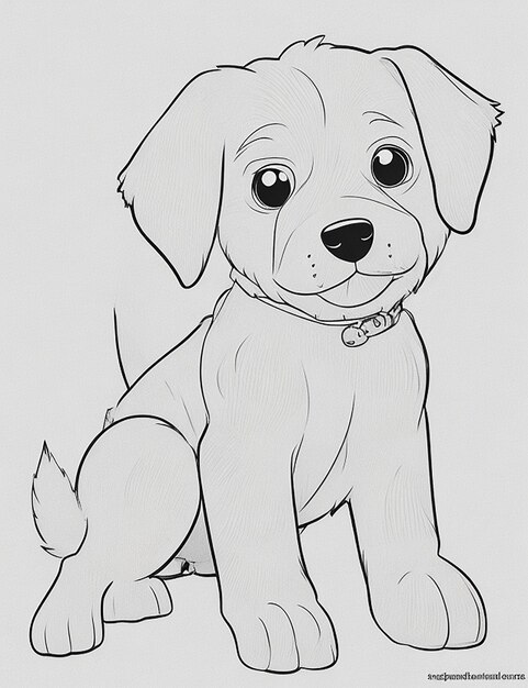 Cute Dog illustration colouring book for kids