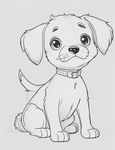 Cute Dog illustration colouring book for kids