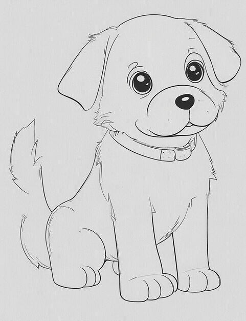 Cute Dog illustration colouring book for kids