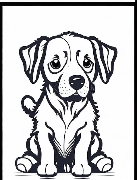 Cute Dog illustration colouring book for kids