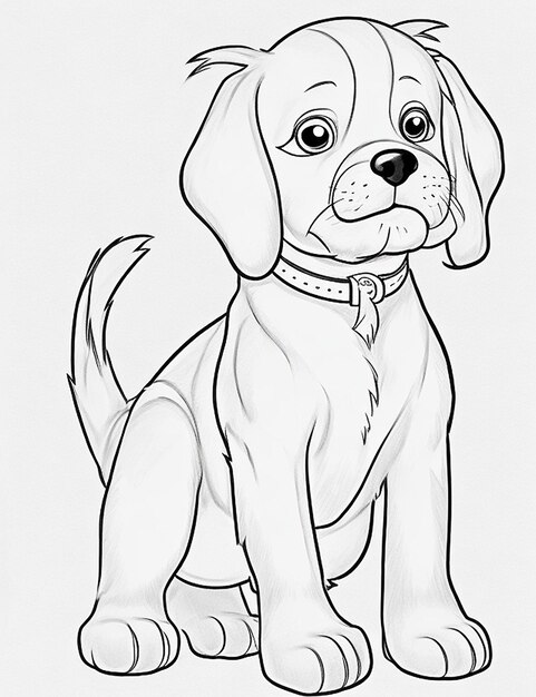 Cute Dog illustration colouring book for kids