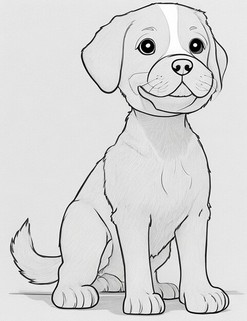 Cute Dog illustration colouring book for kids