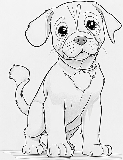 Cute Dog illustration colouring book for kids