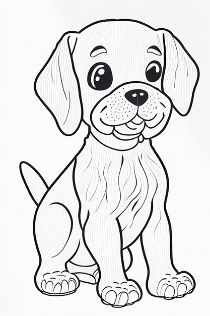 Cute Dog illustration colouring book for kids