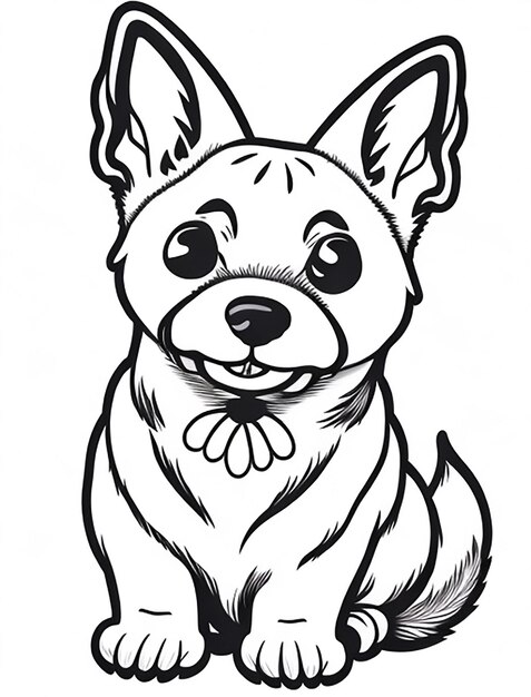 Cute Dog illustration colouring book for kids