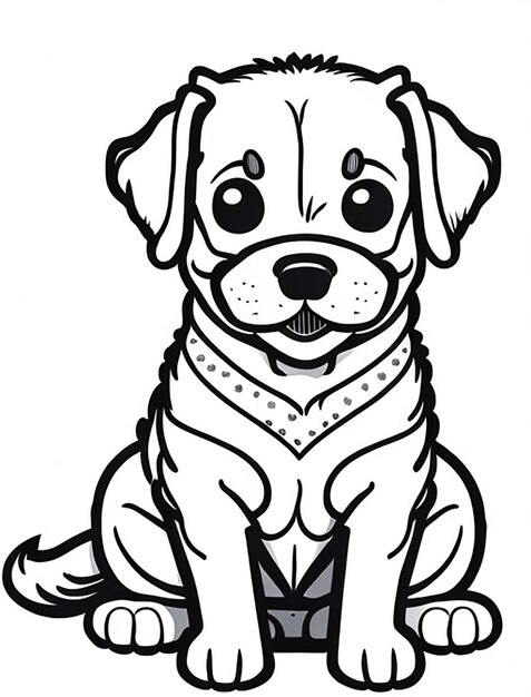 Cute Dog illustration colouring book for kids