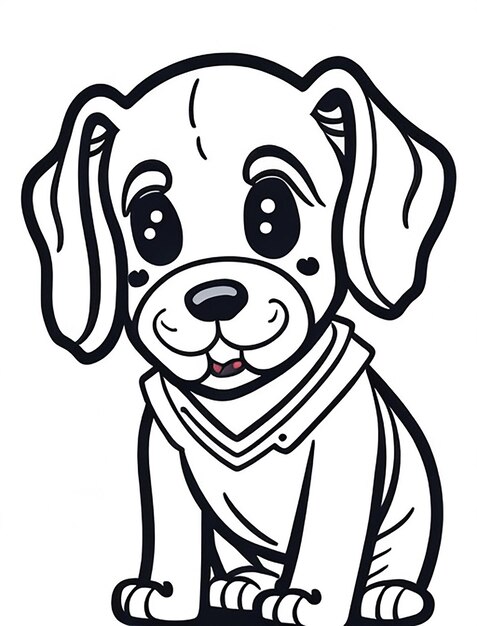 Cute Dog illustration colouring book for kids