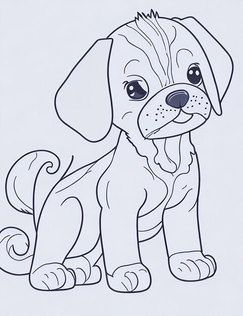 Photo cute dog illustration colouring book for kids