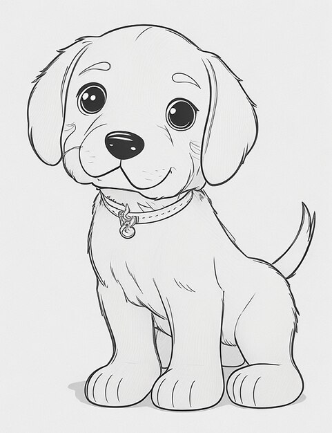 Cute Dog illustration colouring book for kids