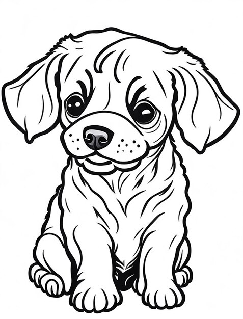 Cute Dog illustration colouring book for kids