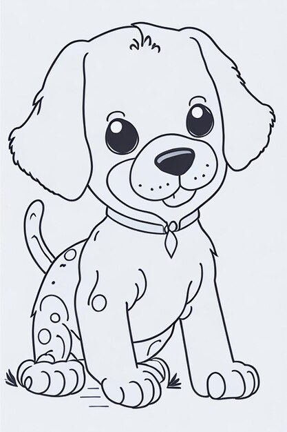 かわいい犬のイラストの子供向け塗り絵