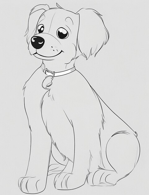 Cute Dog illustration colouring book for kids