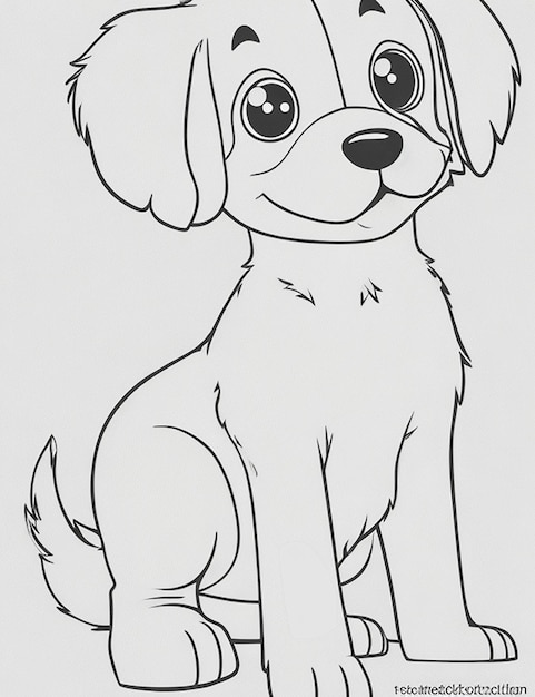 Cute Dog illustration colouring book for kids