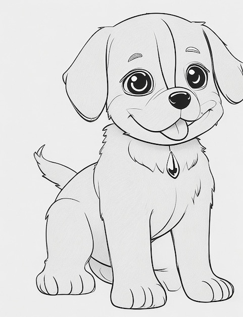 Cute Dog illustration colouring book for kids