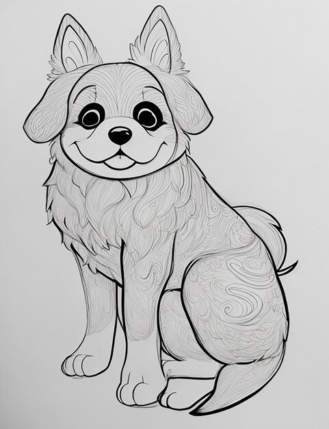 Cute Dog illustration colouring book for kids