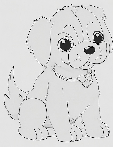 かわいい犬のイラストの子供向け塗り絵