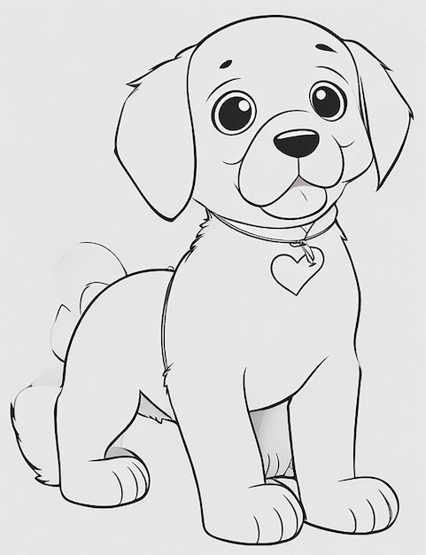 Photo cute dog illustration colouring book for kids