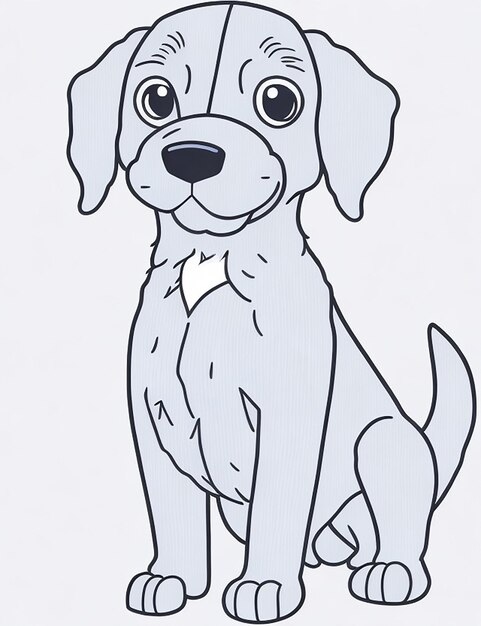 Cute Dog illustration colouring book for kids