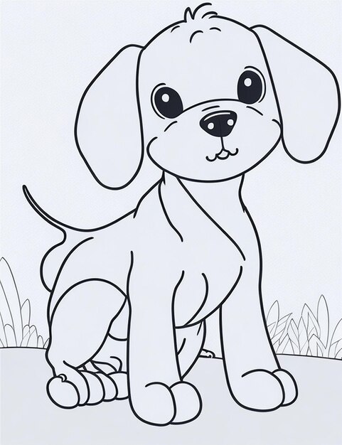 Cute Dog illustration colouring book for kids