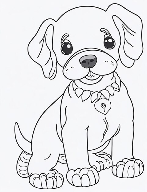 Cute Dog illustration colouring book for kids