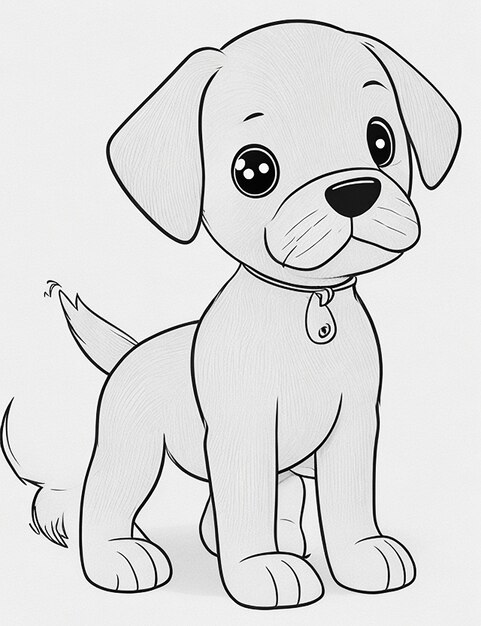 Cute Dog illustration colouring book for kids