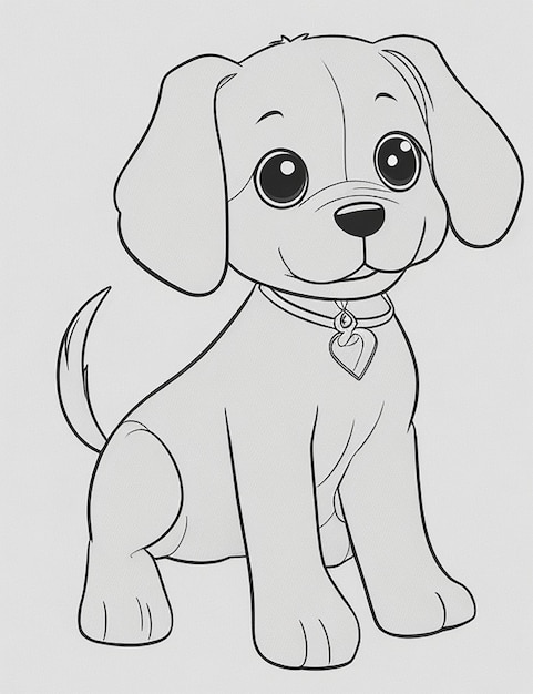 Photo cute dog illustration colouring book for kids