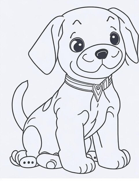 Photo cute dog illustration colouring book for kids