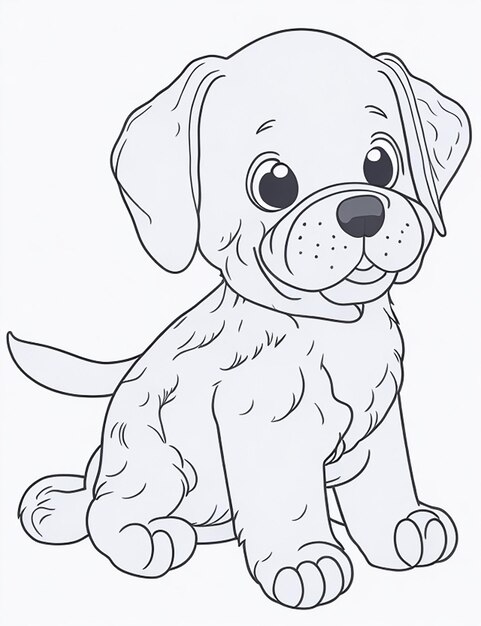 Cute Dog illustration colouring book for kids