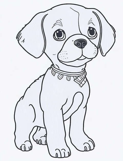 Photo cute dog illustration colouring book for kids