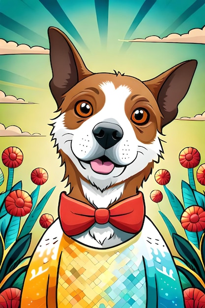 Cute Dog illustration colouring book for kids