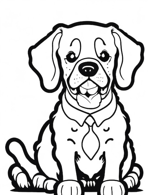 Cute Dog illustration colouring book for kids