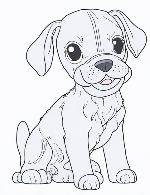 Cute Dog illustration colouring book for kids