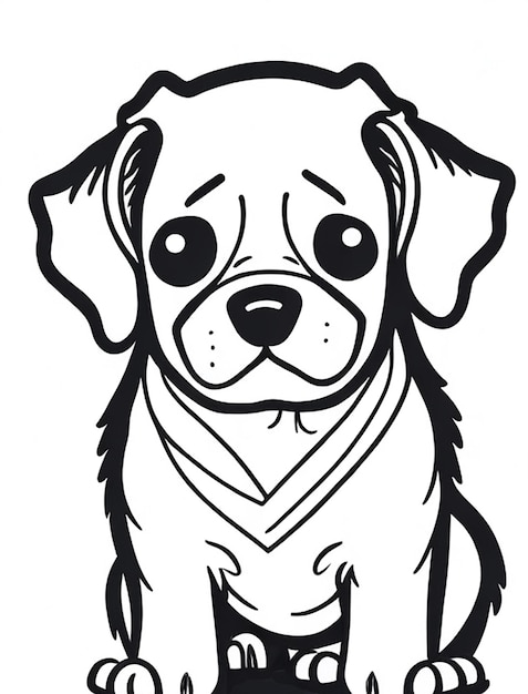 Cute Dog illustration colouring book for kids