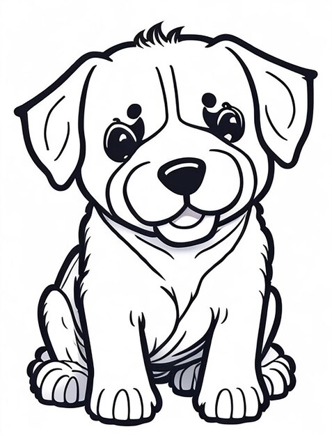 Cute Dog illustration colouring book for kids