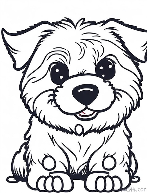 Cute Dog illustration colouring book for kids