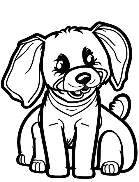 Cute dog illustration colouring book for kids