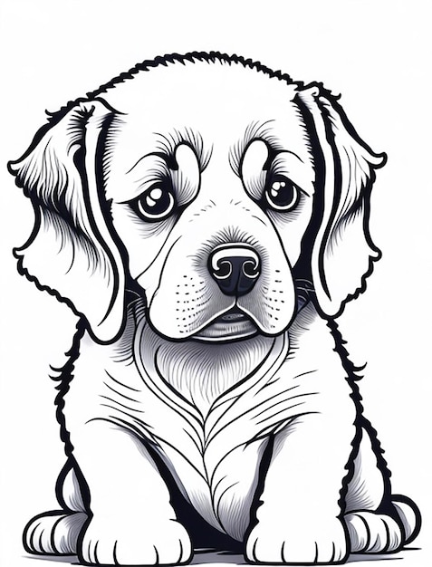 Cute Dog illustration colouring book for kids