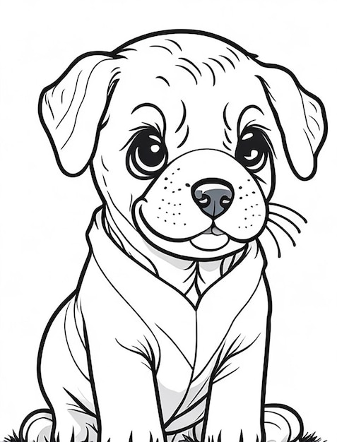 Cute Dog illustration colouring book for kids