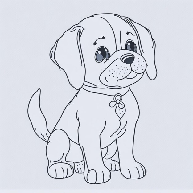 Photo cute dog illustration colouring book for kids