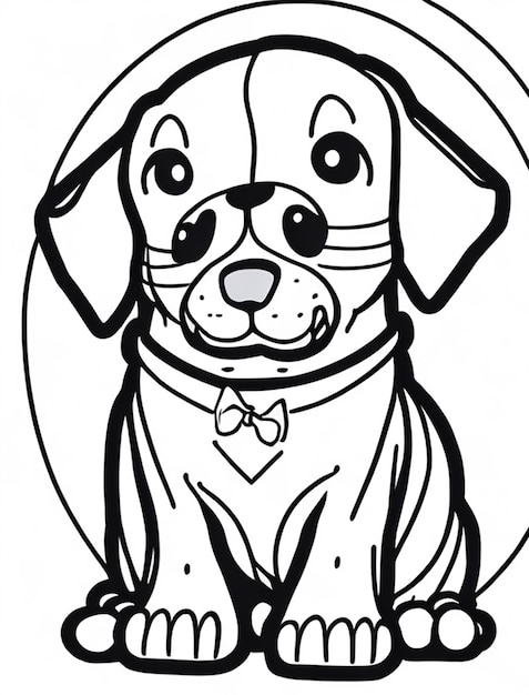 Cute Dog illustration colouring book for kids