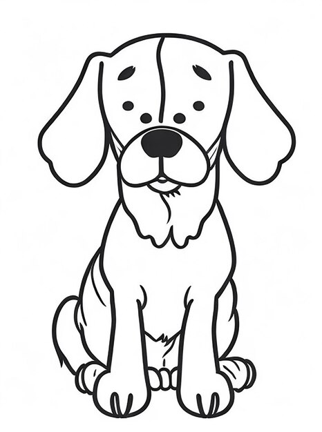 Cute Dog illustration colouring book for kids